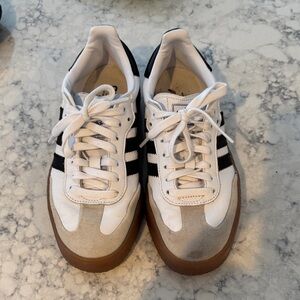 Adidas samba Women's White and Black Sneakers with Brown Sole